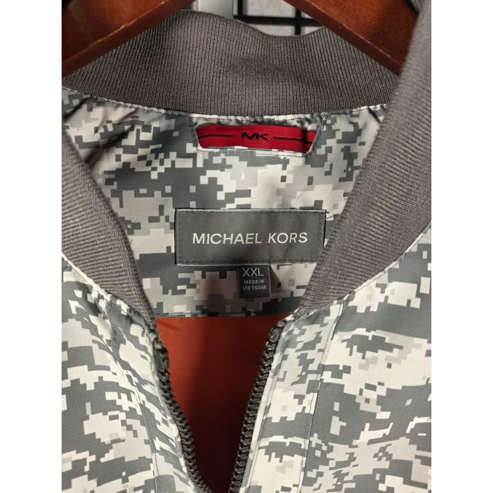 Michael Kors Digital Camo Bomber Jacket XXL‎ Men Gray Full Zip